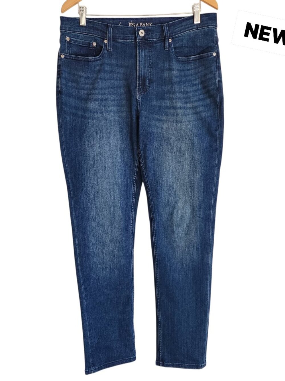 34x32 Slim Fit Jeans Blue Denim Jean Mens New Jos A Bank Cotton Blend Stretch Sz
